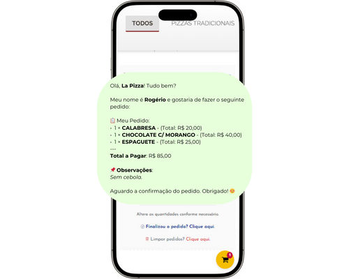 Sistema de pedidos padronizados pelo WhatsApp